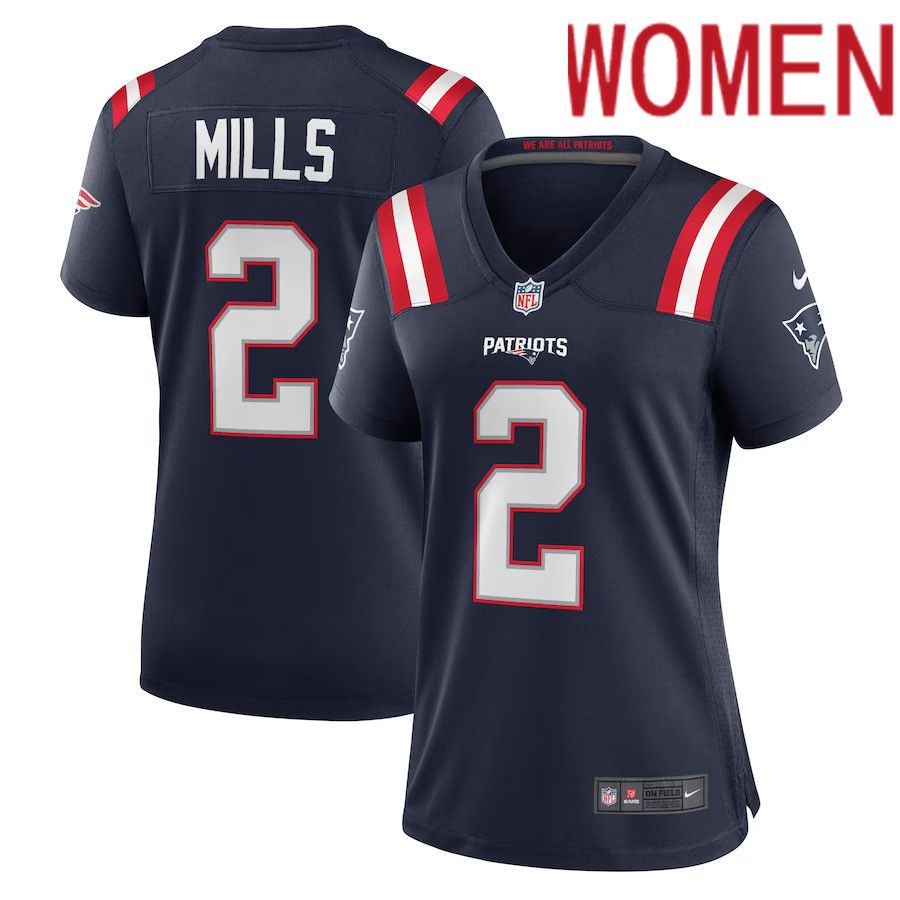Women New England Patriots 2 Jalen Mills Nike Navy Game Player NFL Jersey